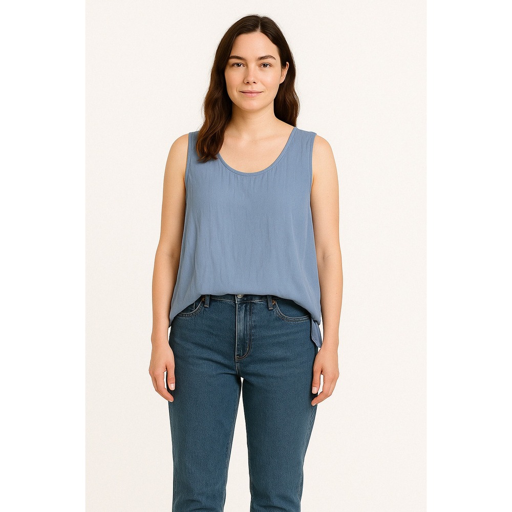 Adini Tank‎ Top Women's Plus Size 3X Sleeveless Scoop Neck Casual Lagenlook Blue